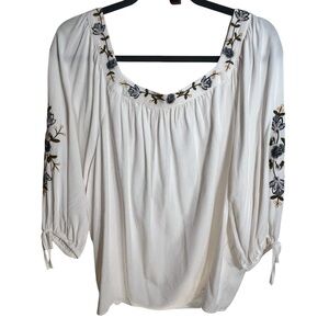 Laura Conrad beautifully Embroidered White Blouse - Size XL